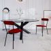 Conjunto com 2 Cadeiras Emília Poliéster Vermelho e Preto