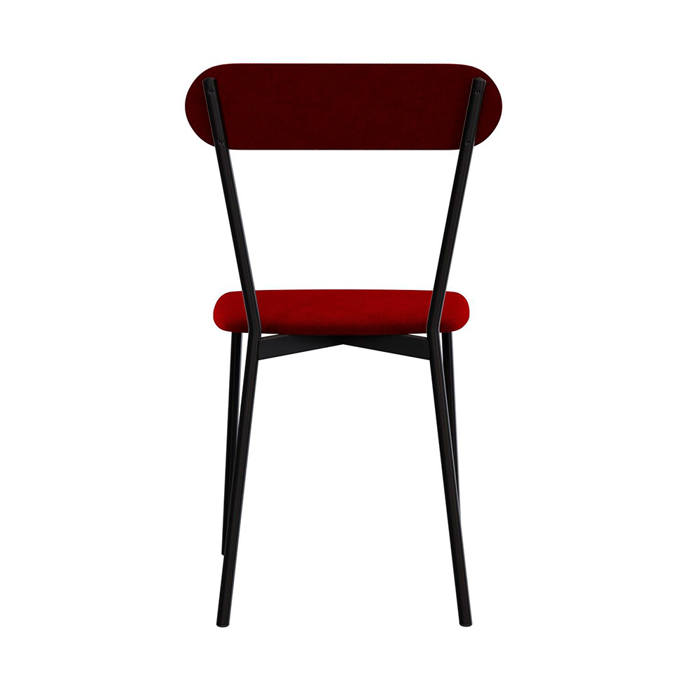 Conjunto com 2 Cadeiras Emília Poliéster Vermelho e Preto