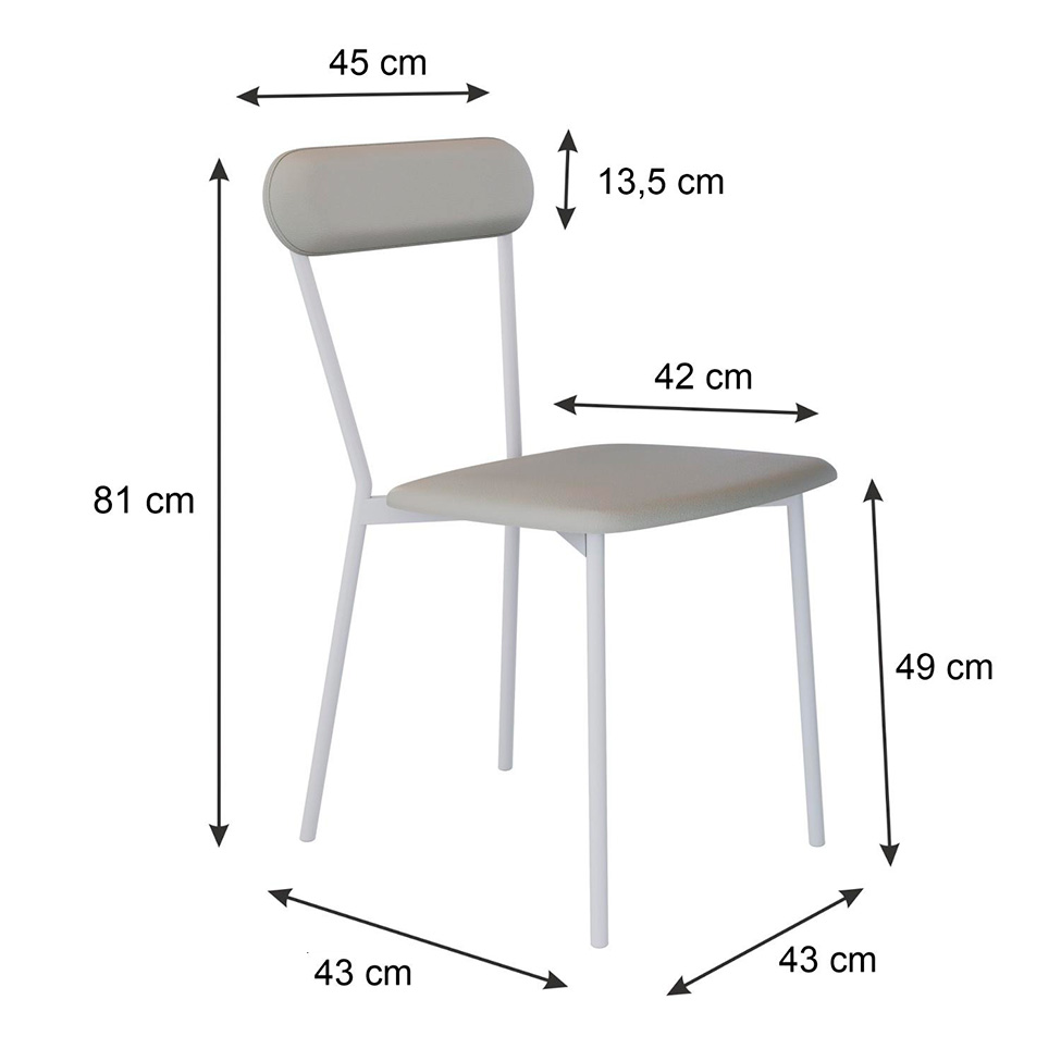 Conjunto com 2 Cadeiras Emília Revestimento Sintético Cinza Claro e Branco