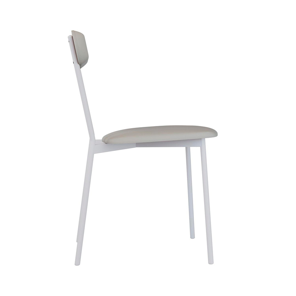 Conjunto com 2 Cadeiras Emília Revestimento Sintético Cinza Claro e Branco
