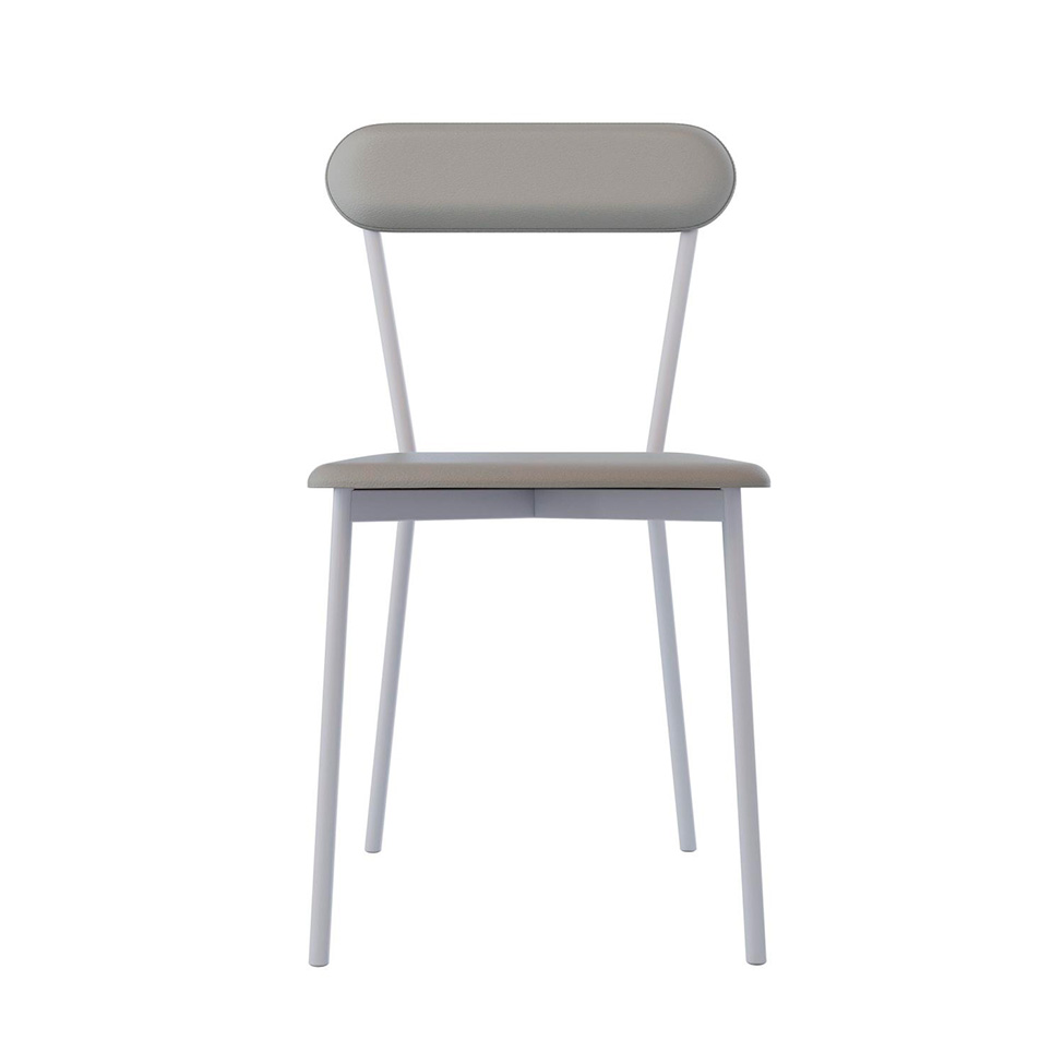 Conjunto com 2 Cadeiras Emília Revestimento Sintético Cinza Claro e Branco