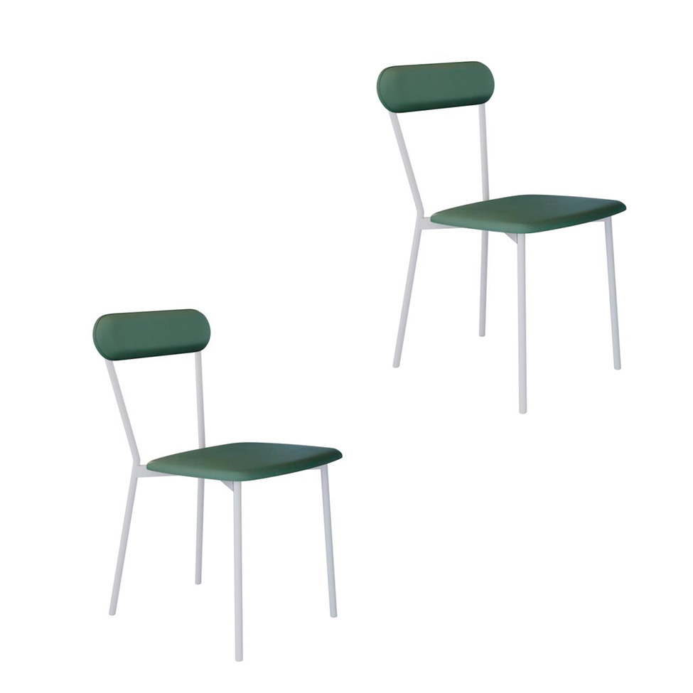 Conjunto com 2 Cadeiras Emília Revestimento Sintético Verde e Branco