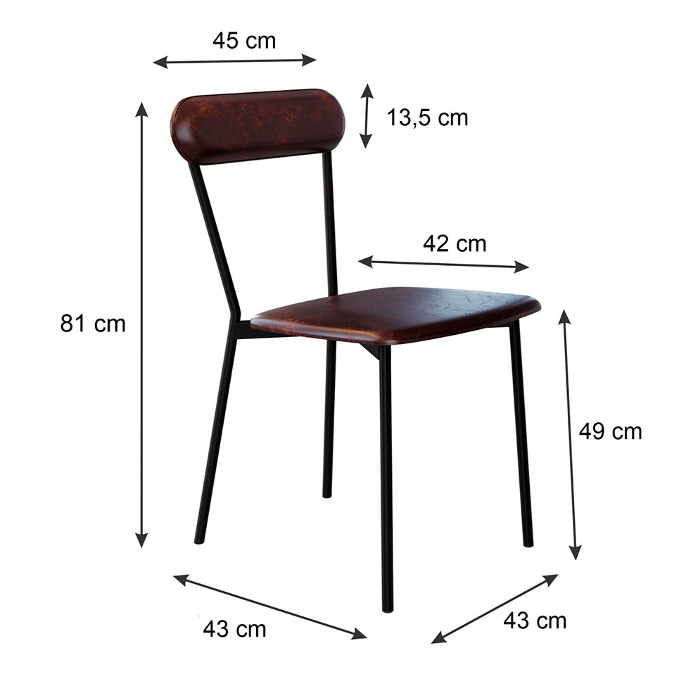 Conjunto com 2 Cadeiras Emília Revestivemento Sintético Café e Preto