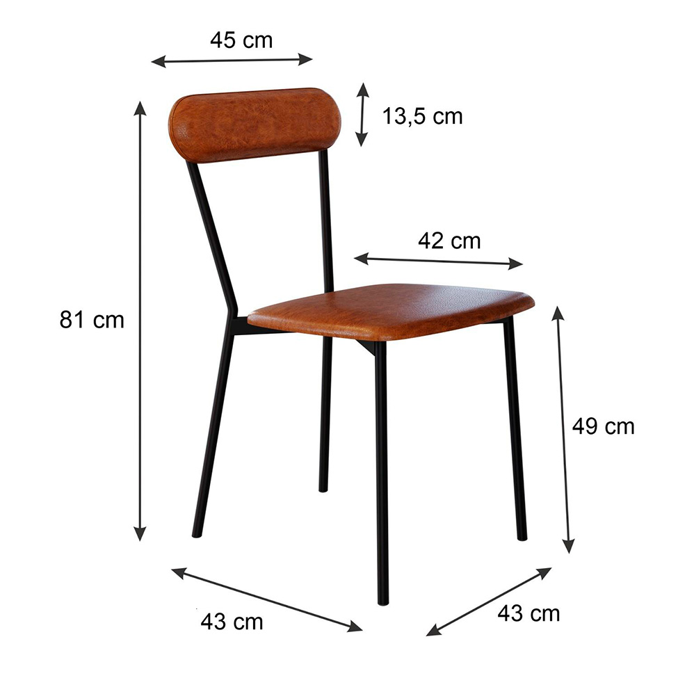 Conjunto com 2 Cadeiras Emília Revestivemento Sintético Caramelo e Preto