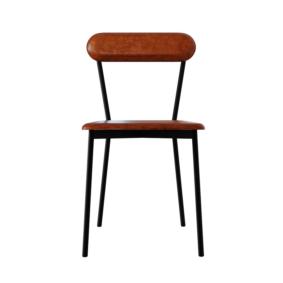 Conjunto com 2 Cadeiras Emília Revestivemento Sintético Caramelo e Preto