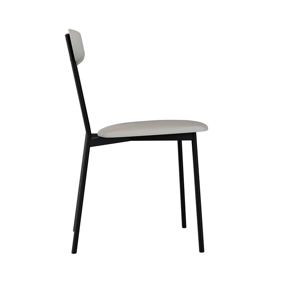 Conjunto com 2 Cadeiras Emília Revestivemento Sintético Cinza Claro e Preto