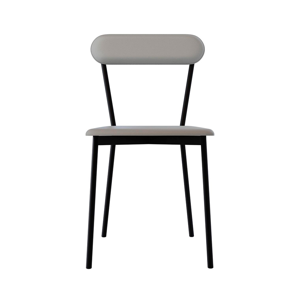 Conjunto com 2 Cadeiras Emília Revestivemento Sintético Cinza Claro e Preto