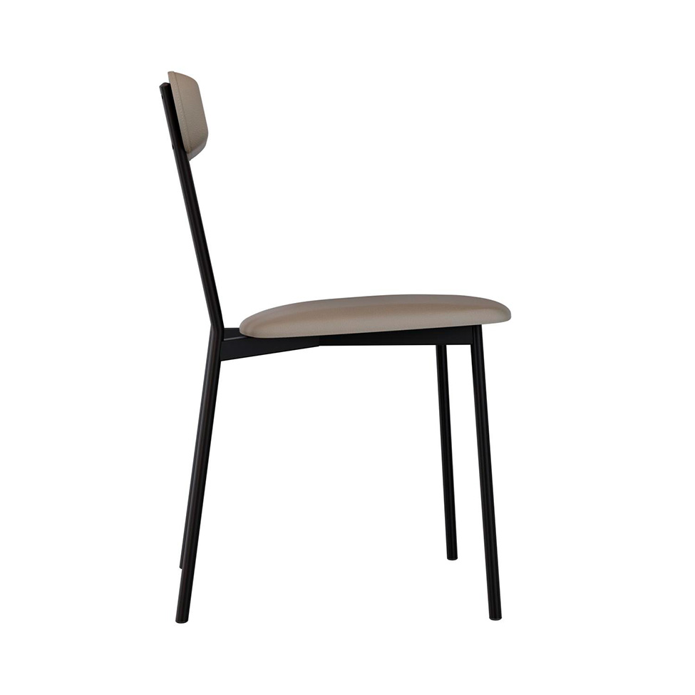 Conjunto com 2 Cadeiras Emília Revestivemento Sintético Cinza e Preto