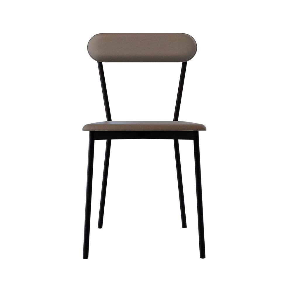 Conjunto com 2 Cadeiras Emília Revestivemento Sintético Cinza e Preto