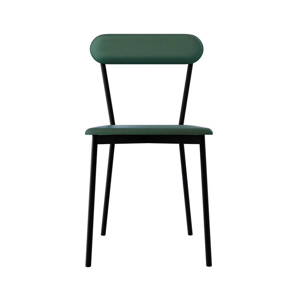 Conjunto com 2 Cadeiras Emília Revestivemento Sintético Verde e Preto