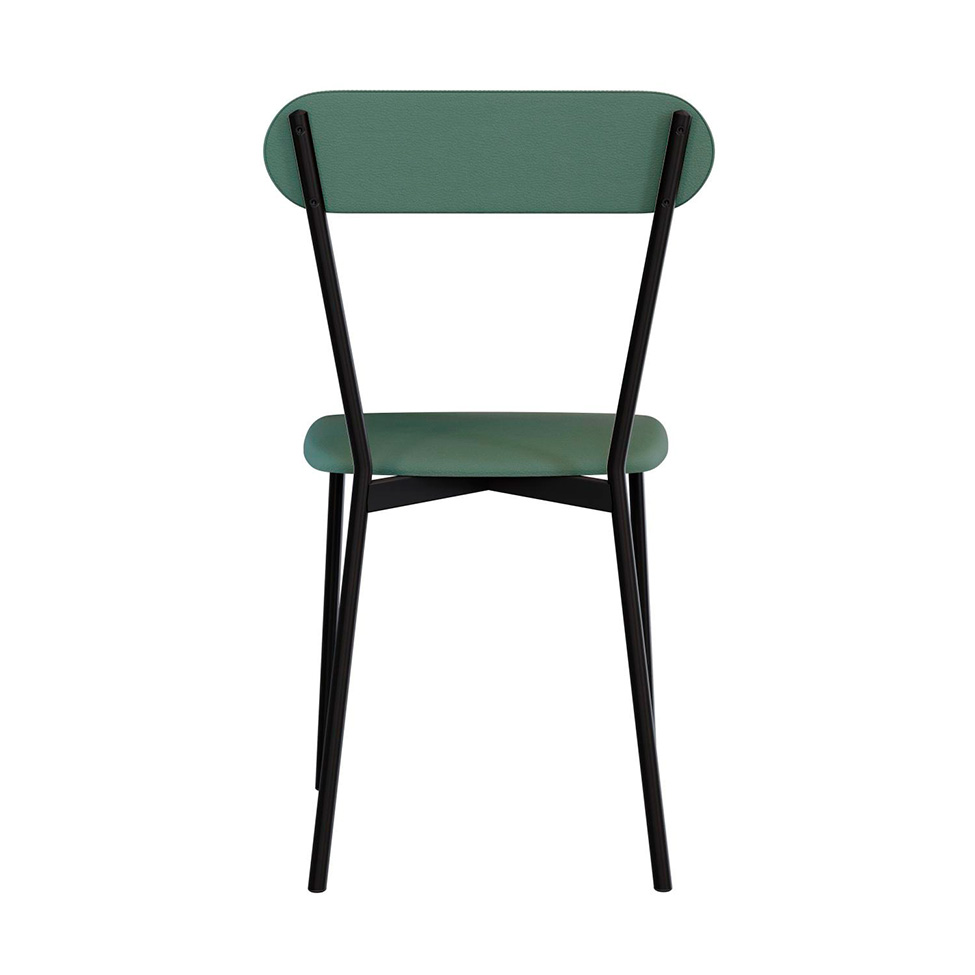 Conjunto com 2 Cadeiras Emília Revestivemento Sintético Verde e Preto