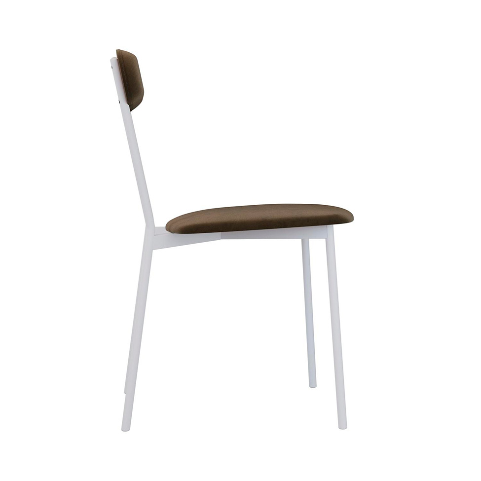 Conjunto com 2 Cadeiras Emília Veludo Marrom e Branco
