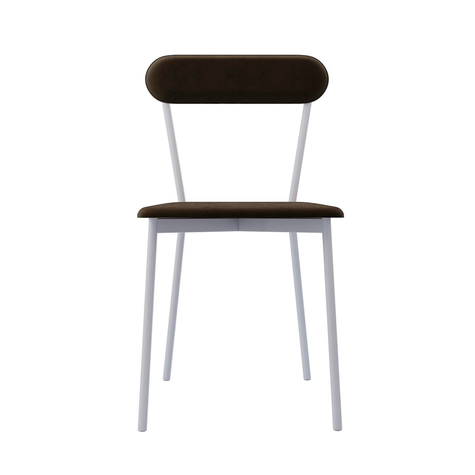 Conjunto com 2 Cadeiras Emília Veludo Marrom e Branco