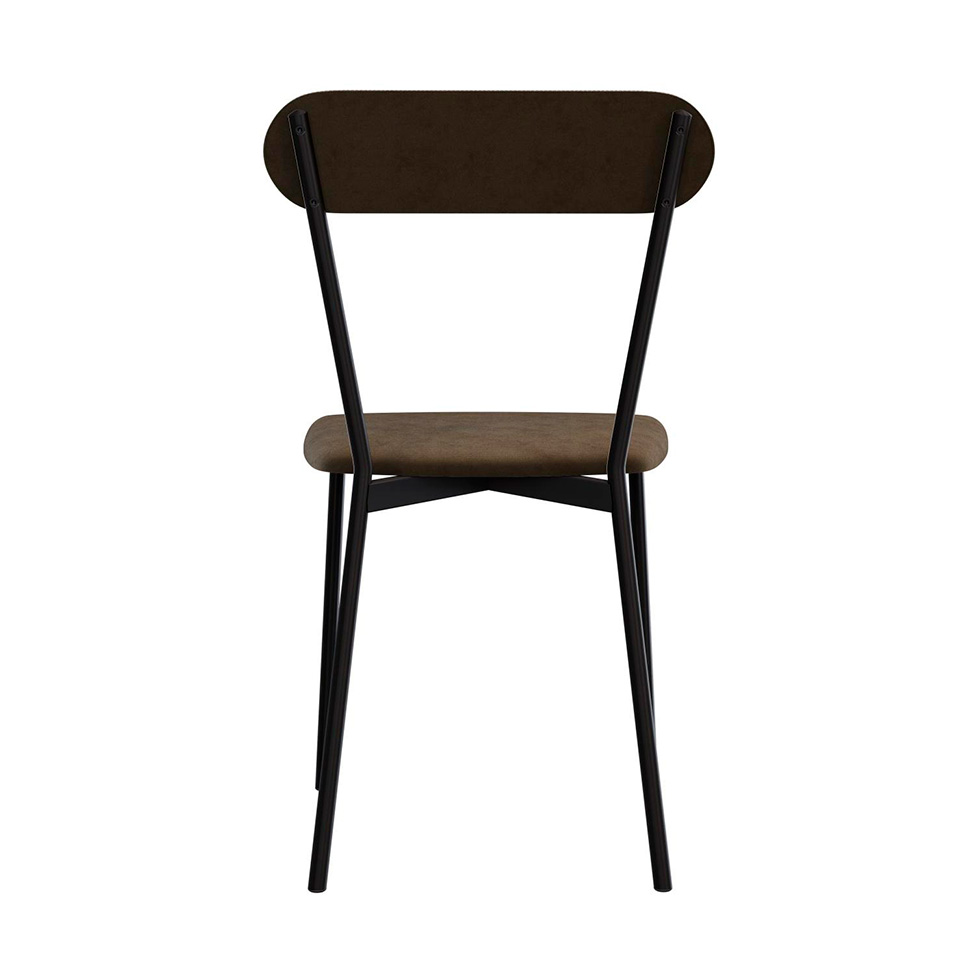 Conjunto com 2 Cadeiras Emília Veludo Marrom e Preto