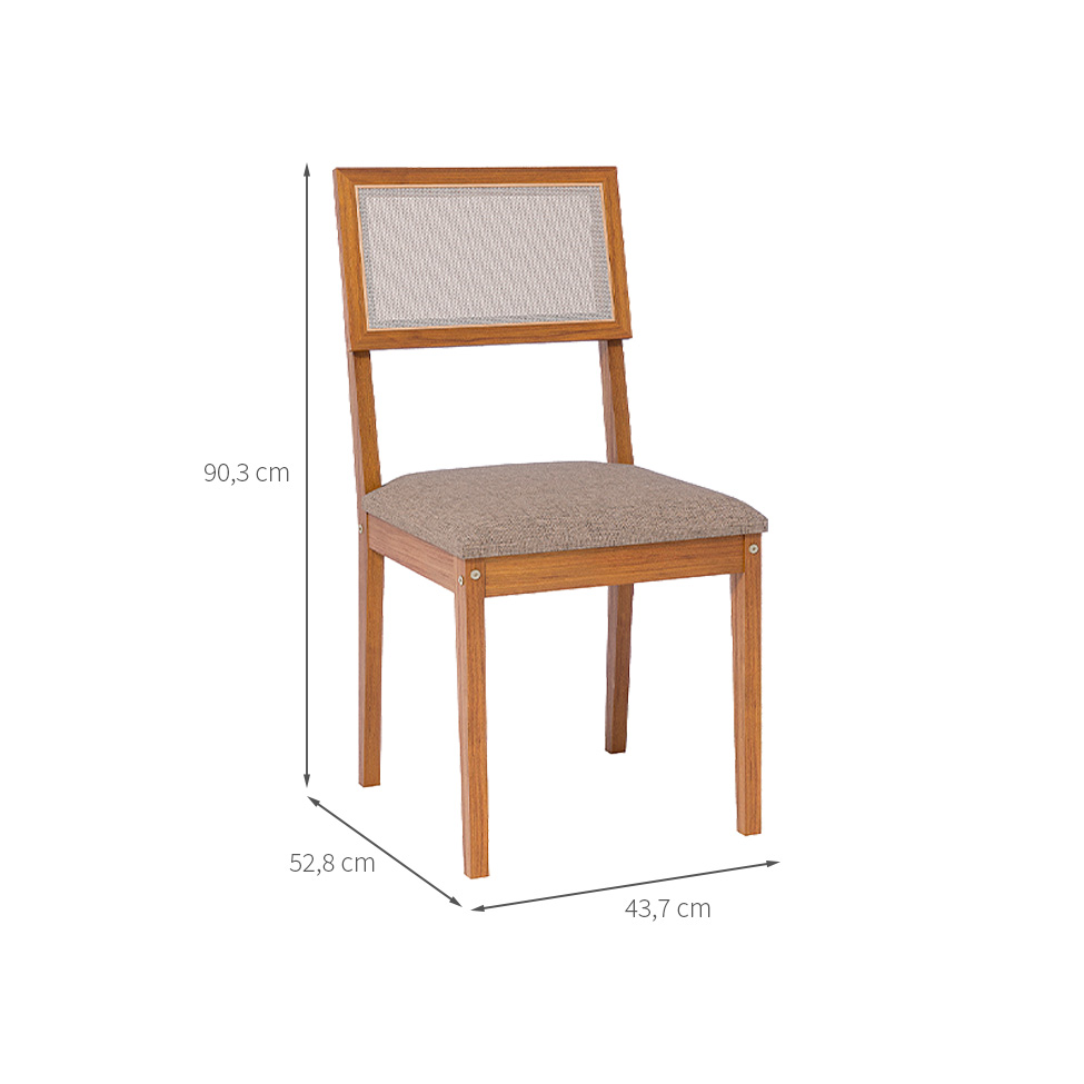 Conjunto com 2 Cadeiras Encanto Linho Bege e Madeira