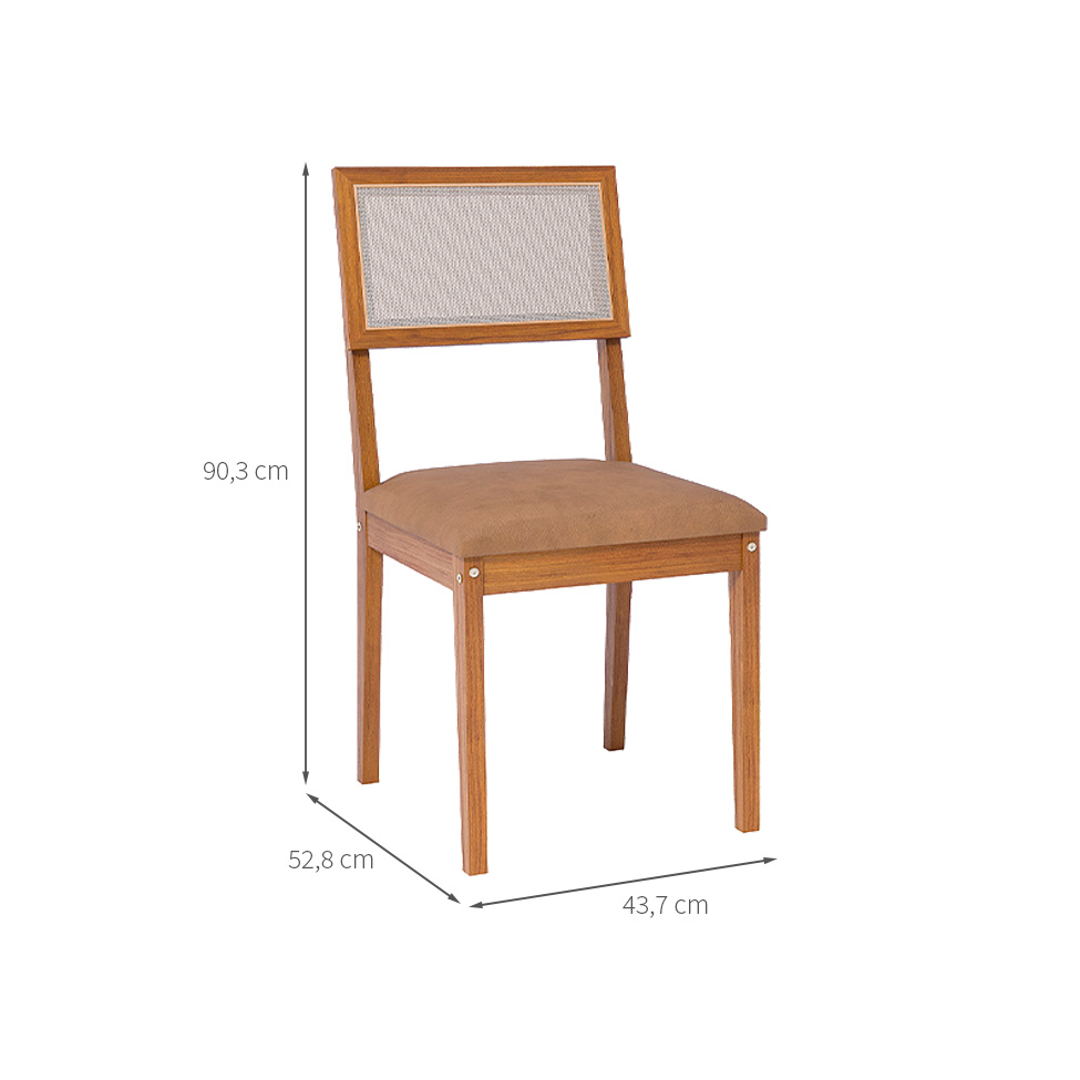 Conjunto com 2 Cadeiras Encanto Revestimento Sintético Kaki e Madeira