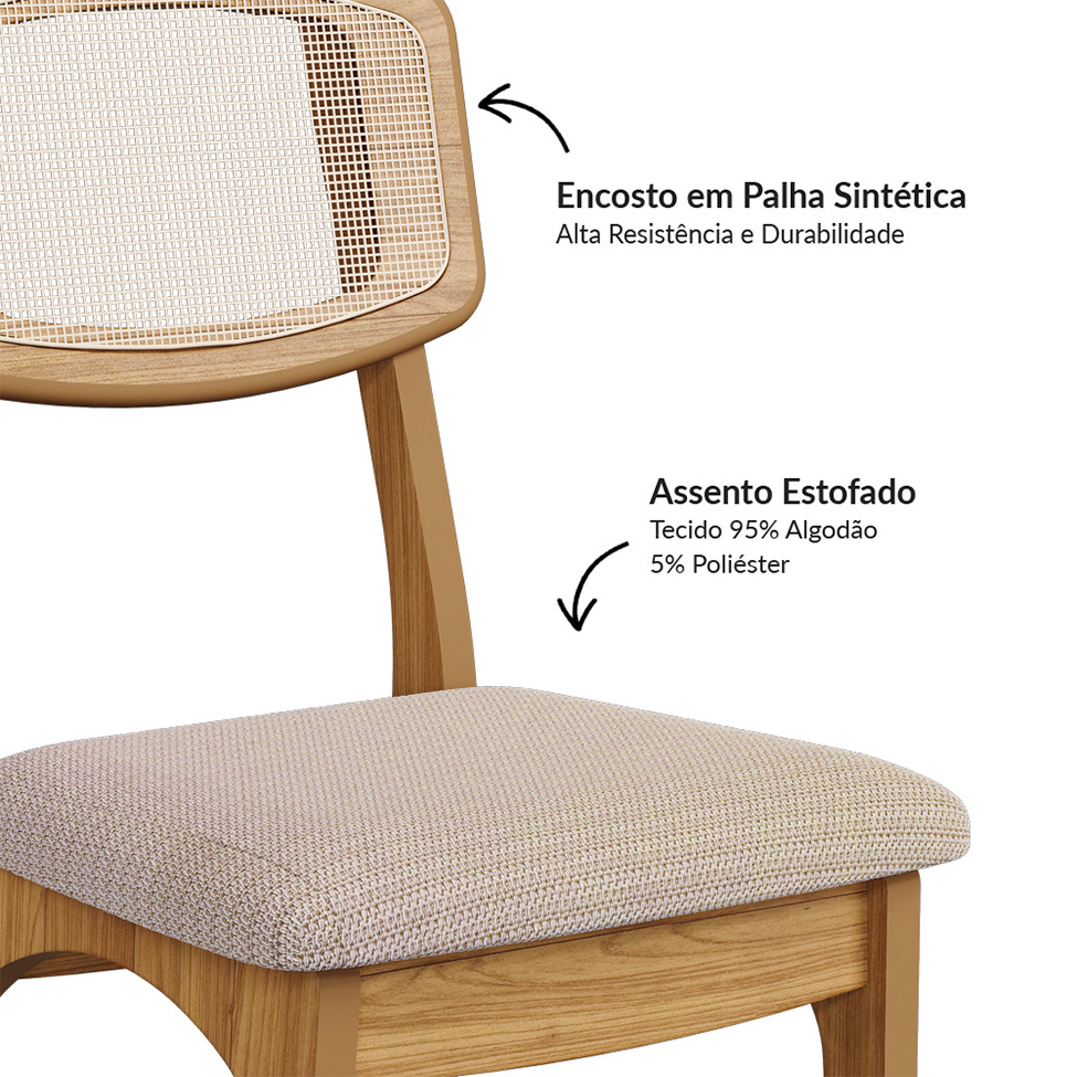 Conjunto com 2 Cadeiras Enna Tela Freijó e Bege Rústico
