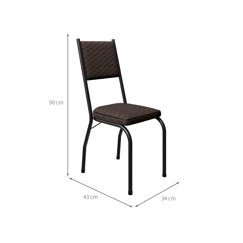 Conjunto com 2 Cadeiras Hungria Revestimento Sintético Cacau e Preto