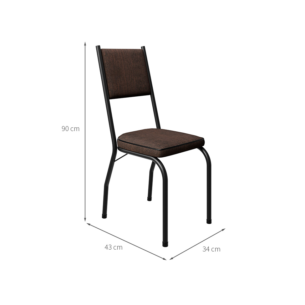 Conjunto com 2 Cadeiras Hungria Revestimento Sintético Marrom e Preto