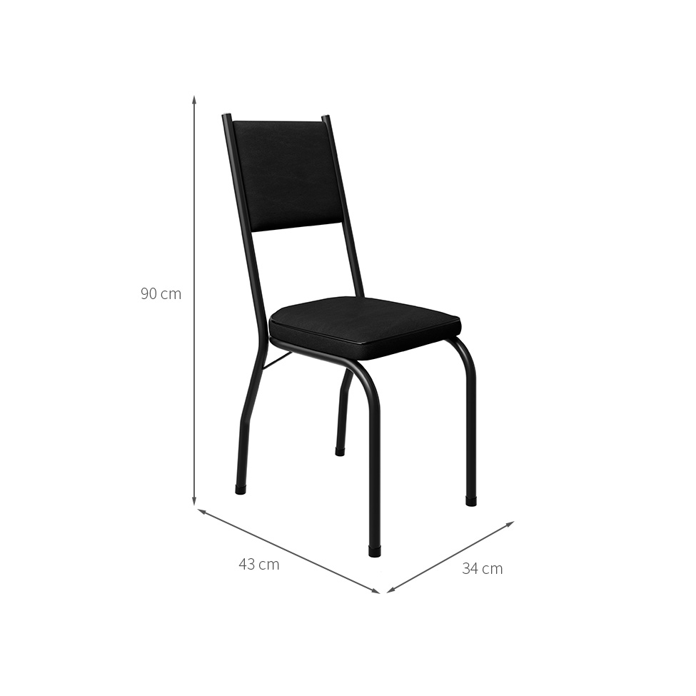 Conjunto com 2 Cadeiras Hungria Revestimento Sintético Preto
