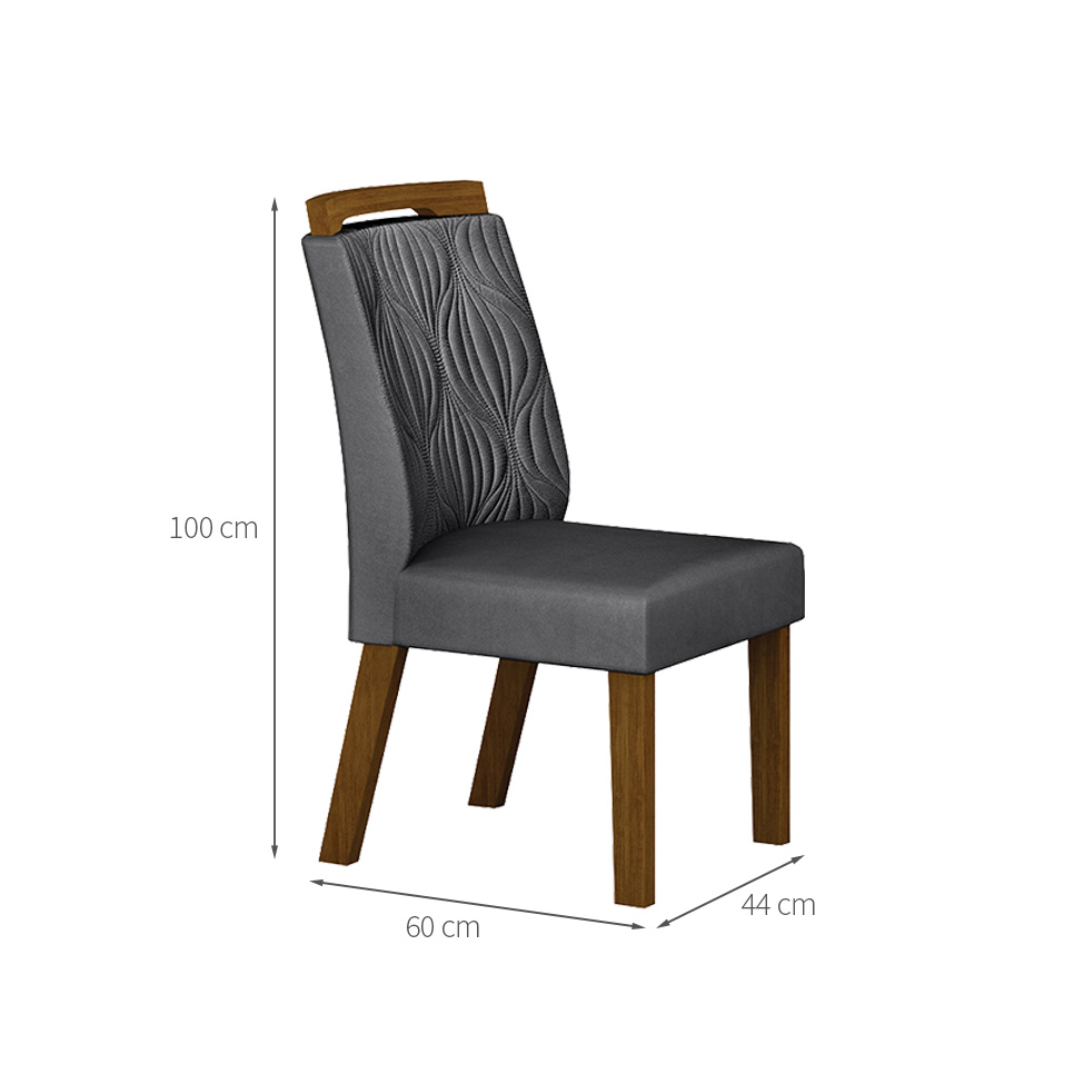 Conjunto com 2 Cadeiras Ilhéus Camurça Chumbo e Freijó