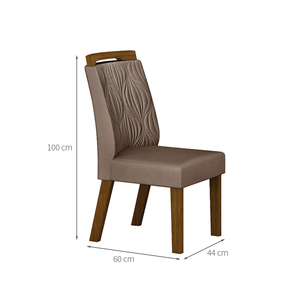 Conjunto com 2 Cadeiras Ilhéus Camurça Marrom e Freijó