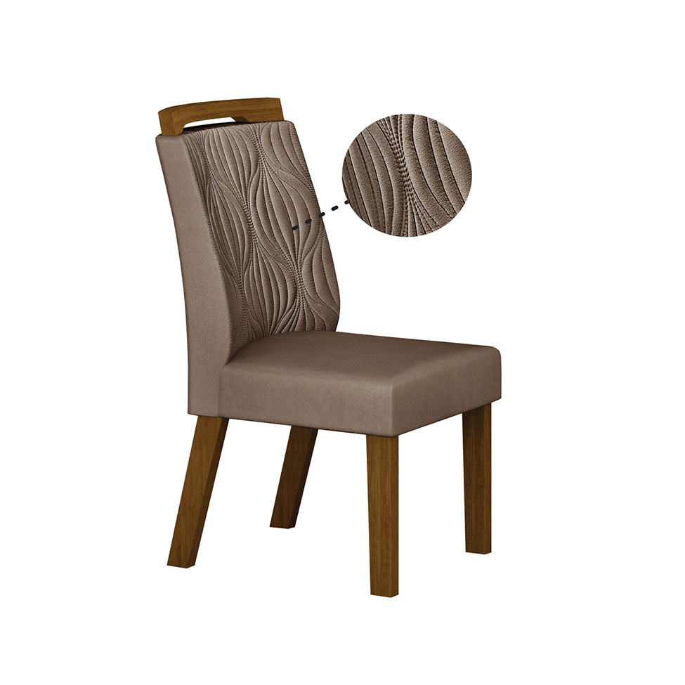 Conjunto com 2 Cadeiras Ilhéus Camurça Marrom e Freijó