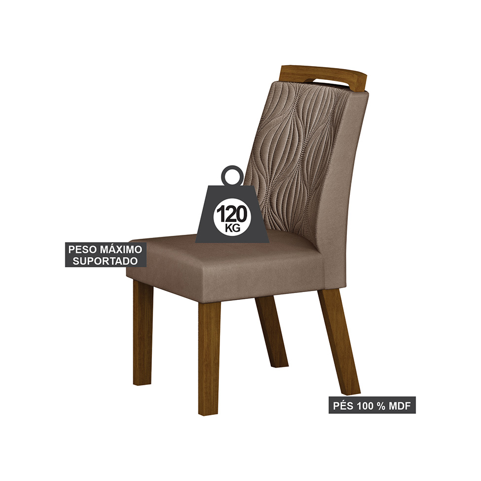 Conjunto com 2 Cadeiras Ilhéus Camurça Marrom e Freijó