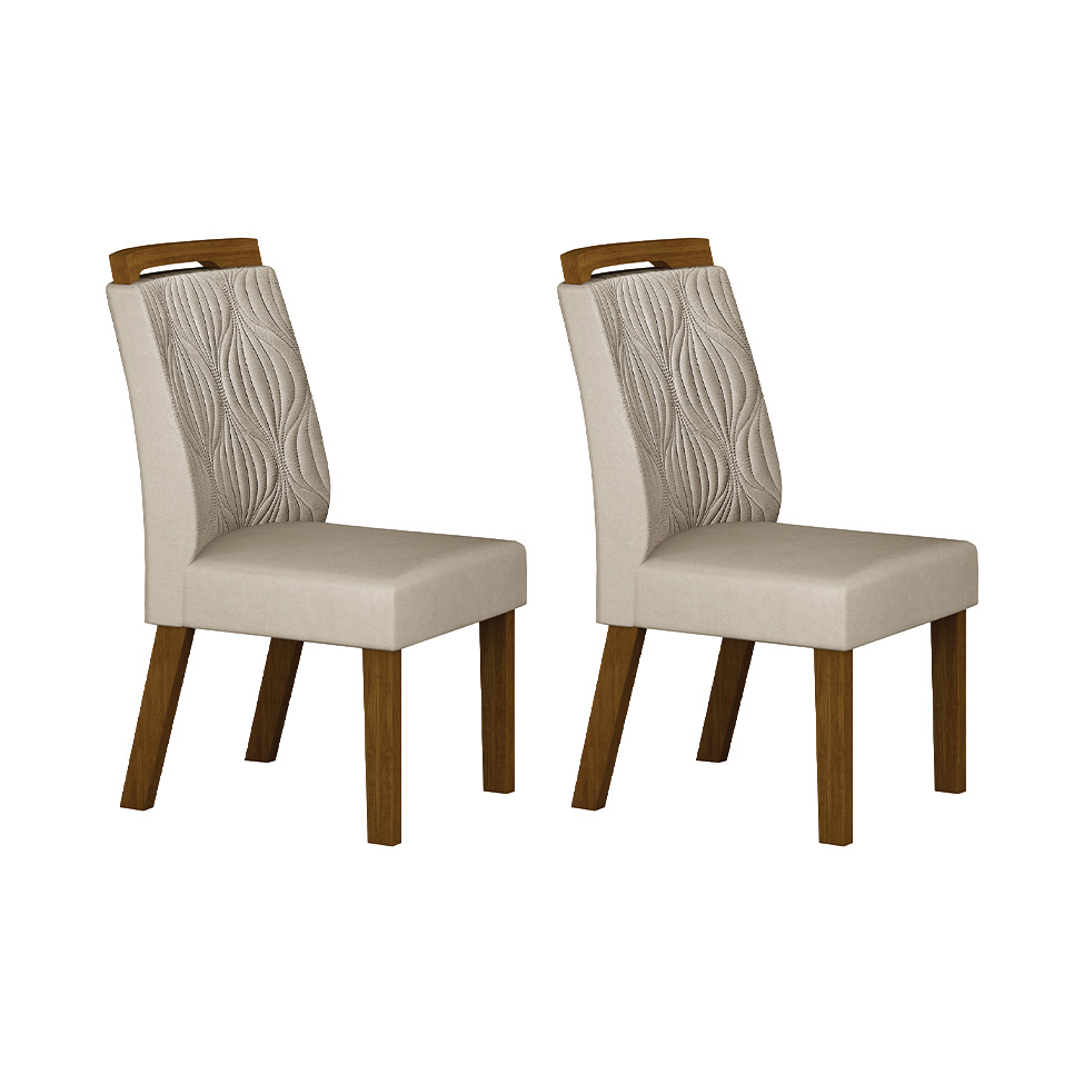 Conjunto com 2 Cadeiras Ilhéus Camurça Palha e Freijó