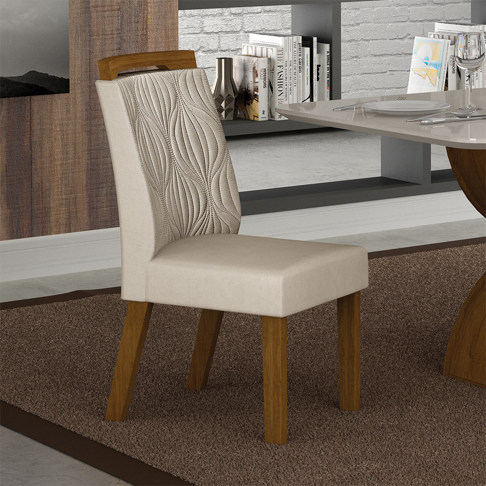 Conjunto com 2 Cadeiras Ilhéus Camurça Palha e Freijó