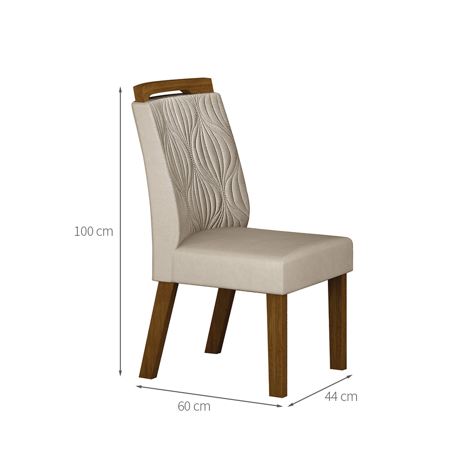 Conjunto com 2 Cadeiras Ilhéus Camurça Palha e Freijó