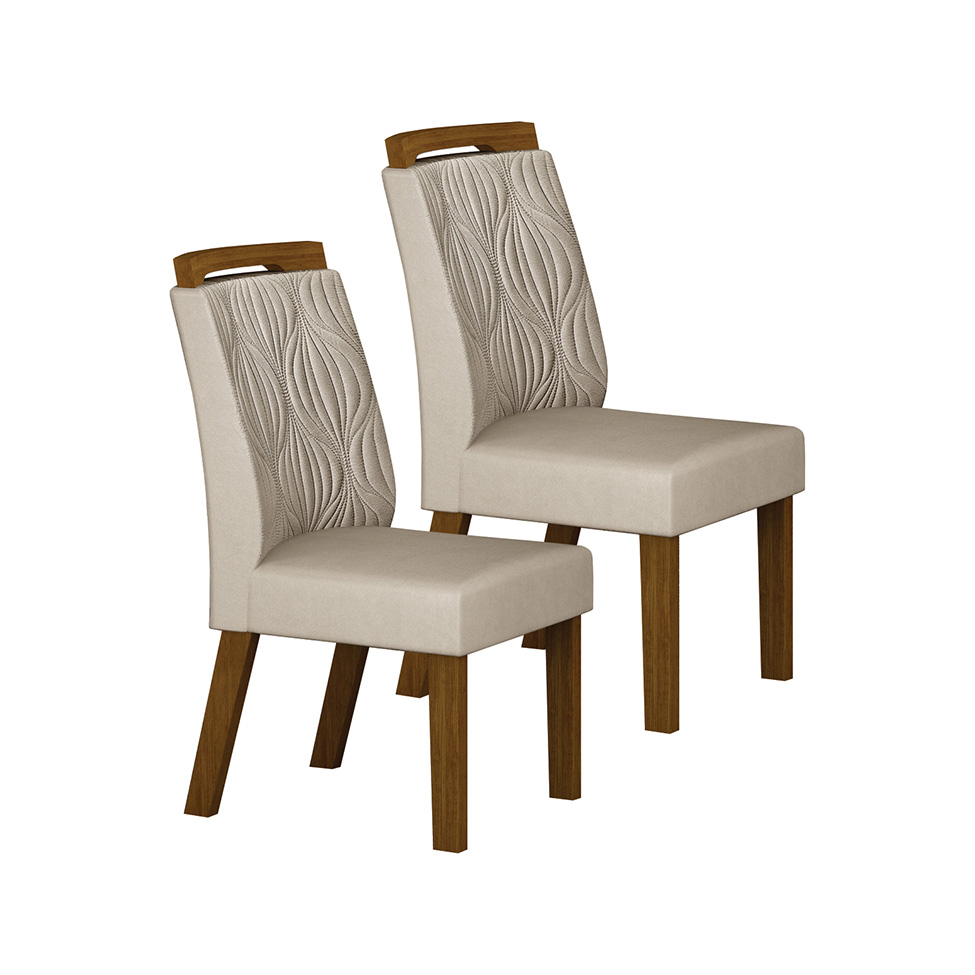 Conjunto com 2 Cadeiras Ilhéus Camurça Palha e Freijó