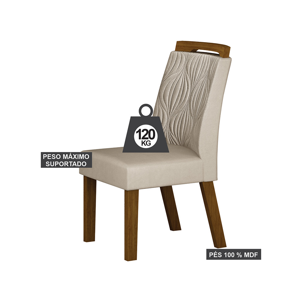 Conjunto com 2 Cadeiras Ilhéus Camurça Palha e Freijó