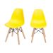 Conjunto com 2 Cadeiras Infantis DKR Eames Amarelo e Madeira