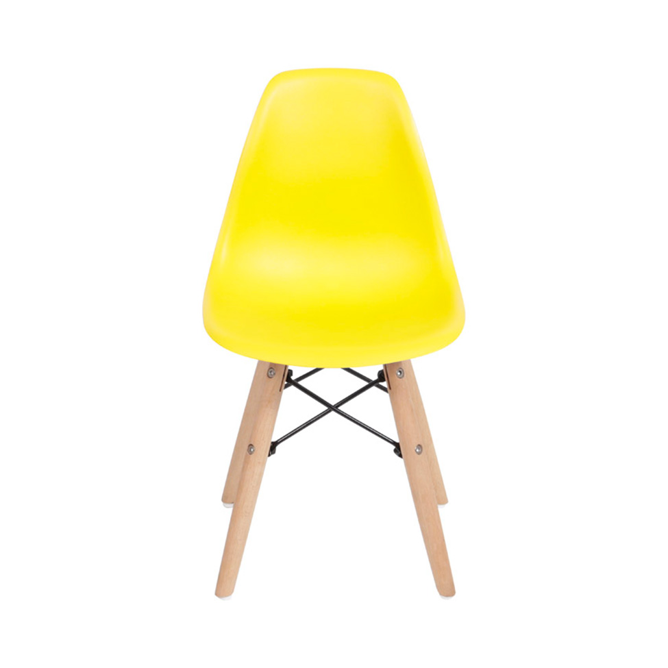 Conjunto com 2 Cadeiras Infantis DKR Eames Amarelo e Madeira
