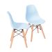 Conjunto com 2 Cadeiras Infantis DKR Eames Azul Claro e Madeira