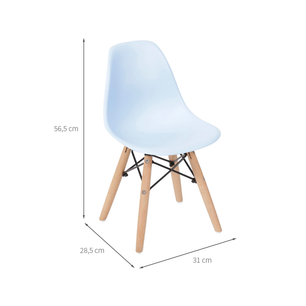 Conjunto com 2 Cadeiras Infantis DKR Eames Azul Claro e Madeira