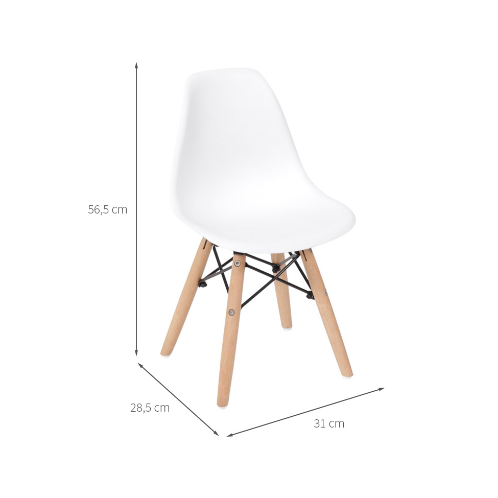 Conjunto com 2 Cadeiras Infantis DKR Eames Branco e Madeira