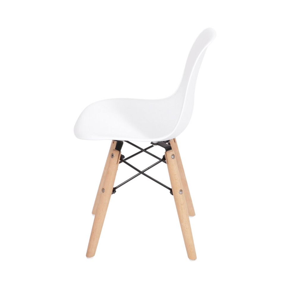 Conjunto com 2 Cadeiras Infantis DKR Eames Branco e Madeira