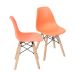 Conjunto com 2 Cadeiras Infantis DKR Eames Laranja e Madeira