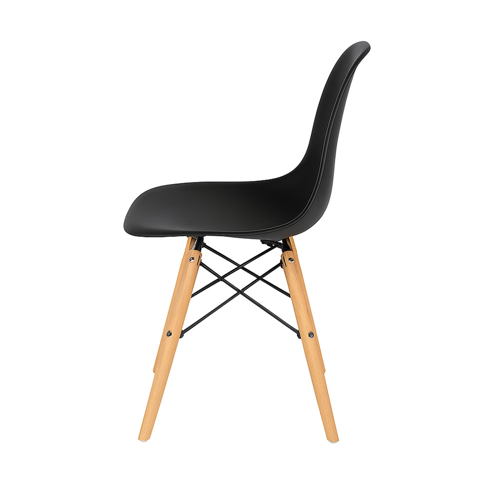 Conjunto com 2 Cadeiras Infantis DKR Eames Preto e Madeira