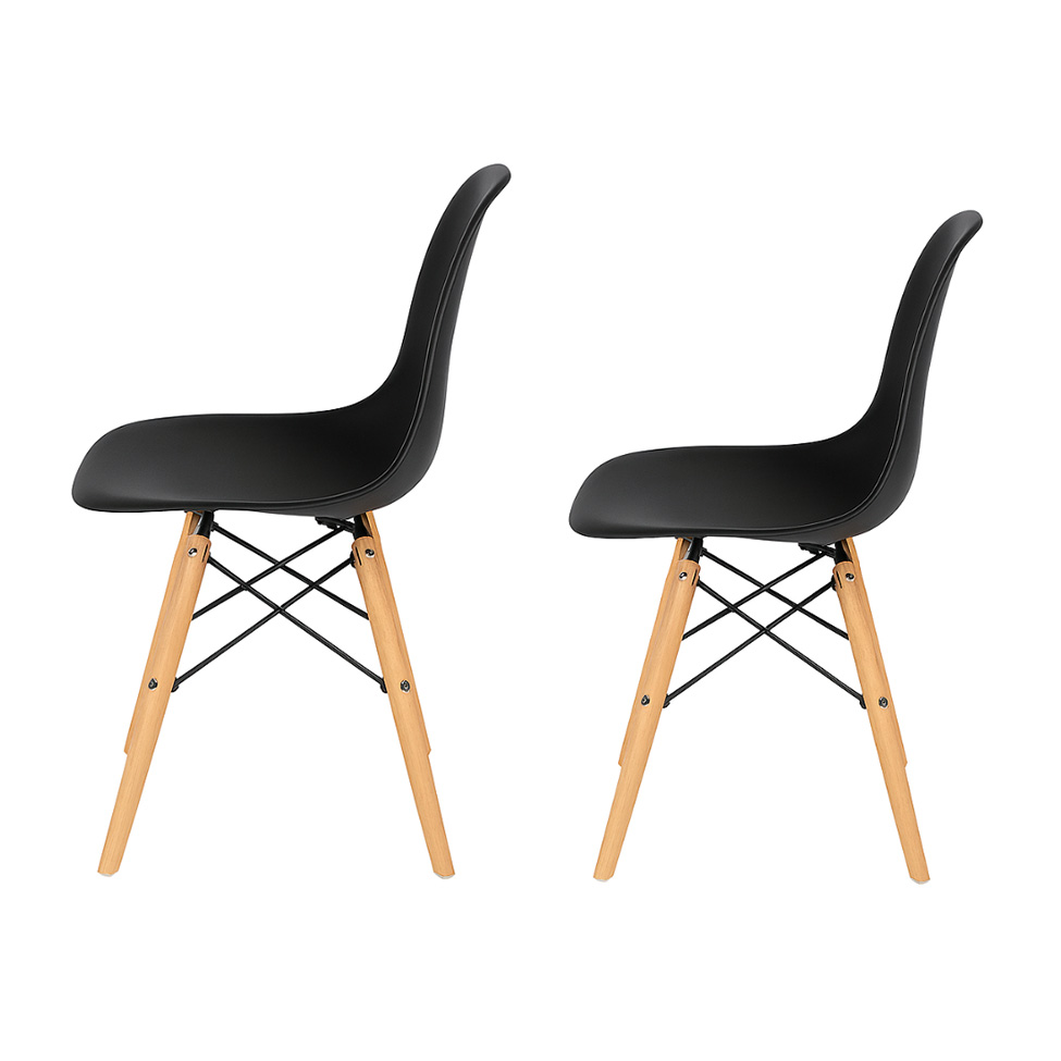 Conjunto com 2 Cadeiras Infantis DKR Eames Preto e Madeira