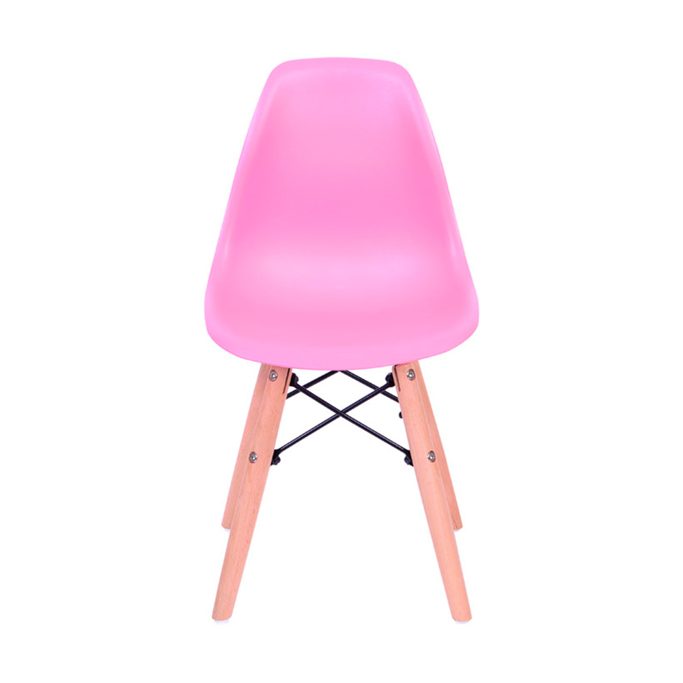 Conjunto com 2 Cadeiras Infantis DKR Eames Rosa e Madeira