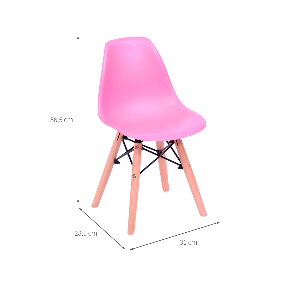 Conjunto com 2 Cadeiras Infantis DKR Eames Rosa e Madeira
