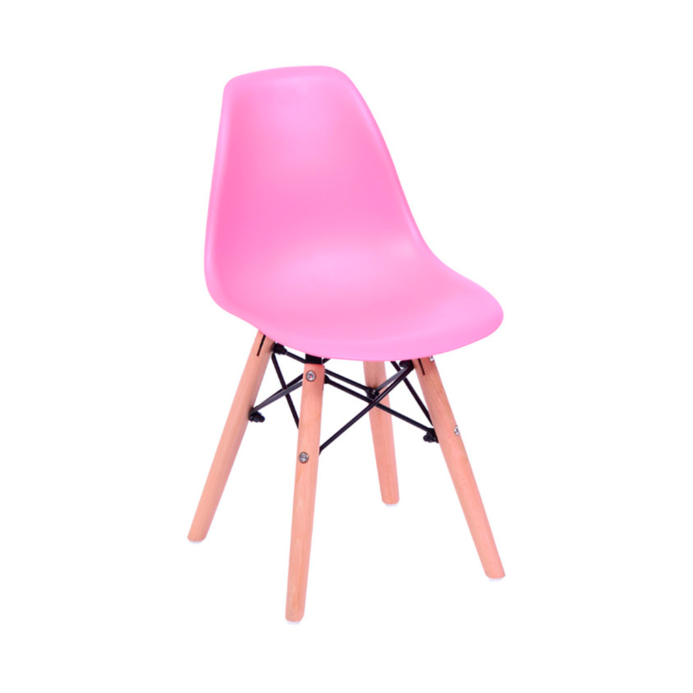 Conjunto com 2 Cadeiras Infantis DKR Eames Rosa e Madeira