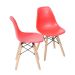 Conjunto com 2 Cadeiras Infantis DKR Eames Vermelho e Madeira