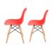 Conjunto com 2 Cadeiras Infantis DKR Eames Vermelho e Madeira