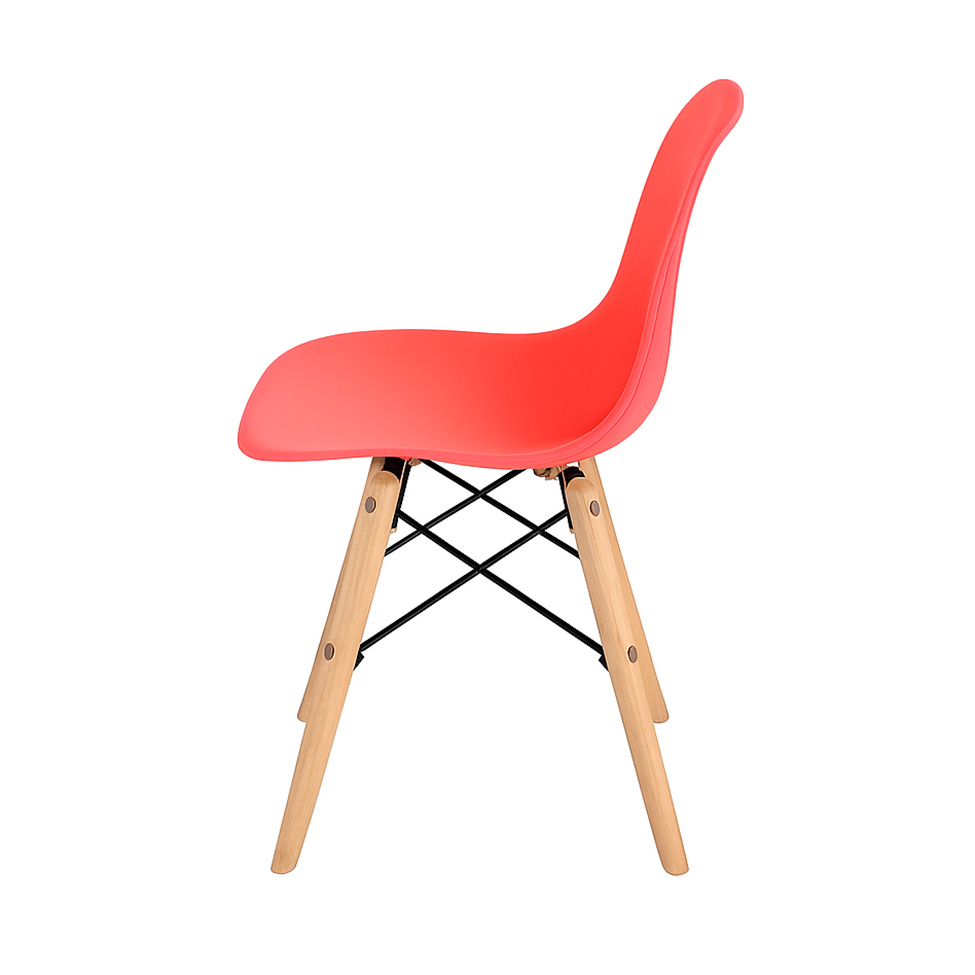 Conjunto com 2 Cadeiras Infantis DKR Eames Vermelho e Madeira