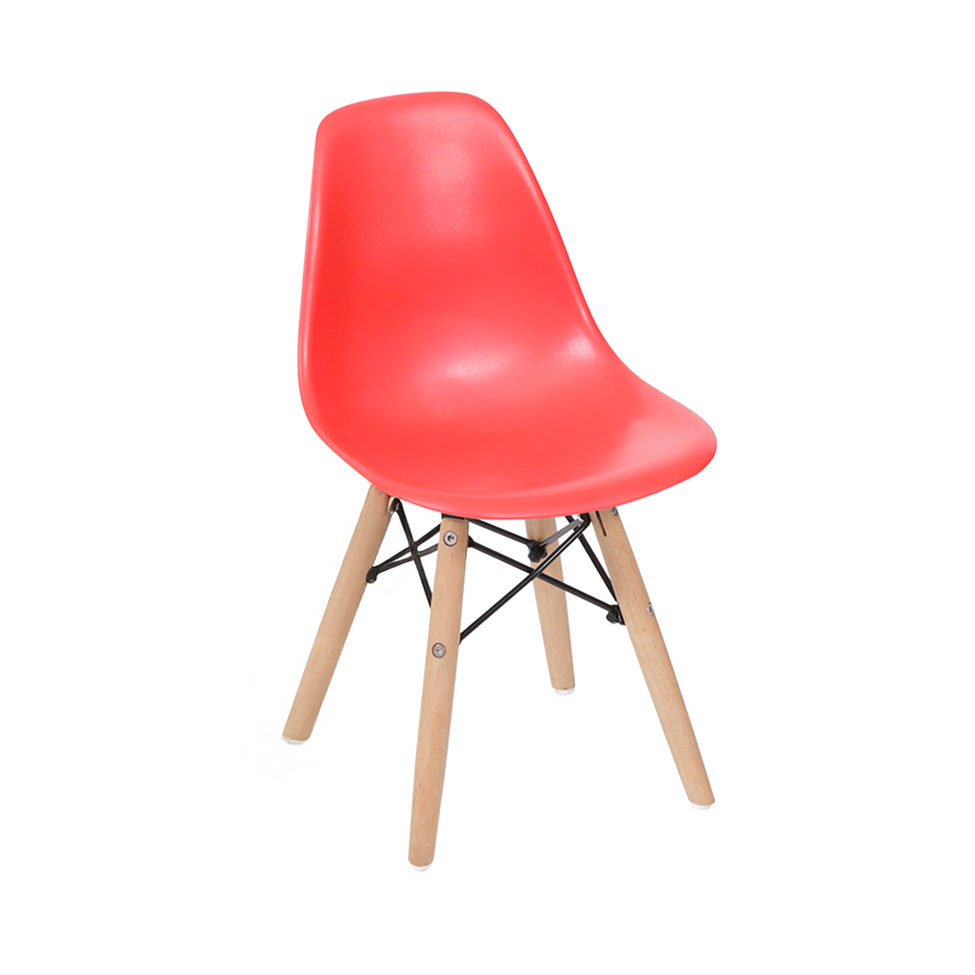 Conjunto com 2 Cadeiras Infantis DKR Eames Vermelho e Madeira