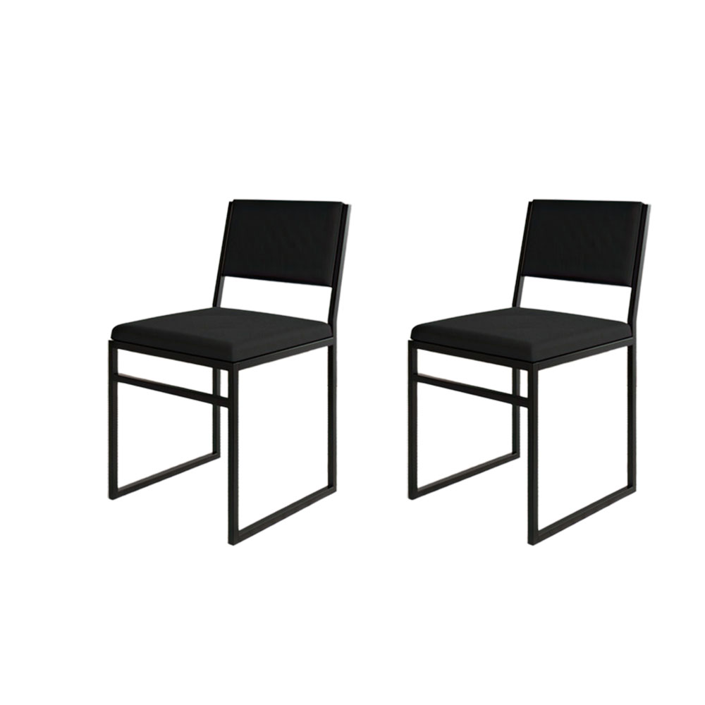 Conjunto com 2 Cadeiras Isa Veludo Preto